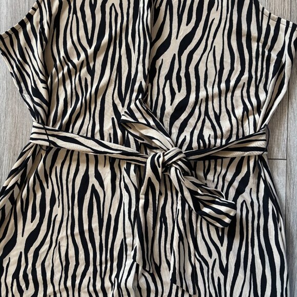 INC Zebra Print Shirtdress in Black and Tan Womens Medium Neutral Animal Print - Picture 10 of 15